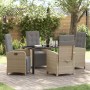 Conjunto de Comedor de Jardín 5 pcs Beige ratán sintético