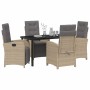 Conjunto de Comedor de Jardín 5 pcs Beige ratán sintético