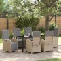 Conjunto de Comedor de Jardín 7 pcs Beige ratán sintético