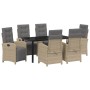Conjunto de Comedor de Jardín 7 pcs Beige ratán sintético