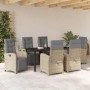 Conjunto de Comedor de Jardín 7 pcs Beige ratán sintético