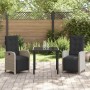 Conjunto de Comedor de Jardín 3 pcs Gris Claro ratán sintético