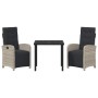 Conjunto de Comedor de Jardín 3 pcs Gris Claro ratán sintético