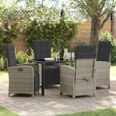 Conjunto de Comedor de Jardín 5 pcs Gris Claro ratán sintético