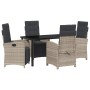 Conjunto de Comedor de Jardín 5 pcs Gris Claro ratán sintético