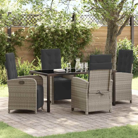 Conjunto de Comedor de Jardín 5 pcs Gris Claro ratán sintético