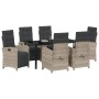Conjunto de Comedor de Jardín 7 pcs Gris Claro ratán sintético