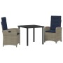 Conjunto de Comedor de Jardín 3 pcs Gris ratán sintético