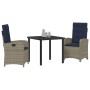 Conjunto de Comedor de Jardín 3 pcs Gris ratán sintético