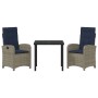 Conjunto de Comedor de Jardín 3 pcs Gris ratán sintético