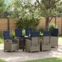 Conjunto de Comedor de Jardín 7 pcs Gris ratán sintético