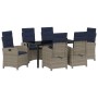 Conjunto de Comedor de Jardín 7 pcs Gris ratán sintético