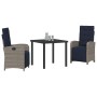 Conjunto de Comedor de Jardín 3 pcs Gris ratán sintético