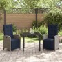 Conjunto de Comedor de Jardín 3 pcs Gris ratán sintético