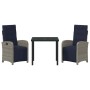 Conjunto de Comedor de Jardín 3 pcs Gris ratán sintético