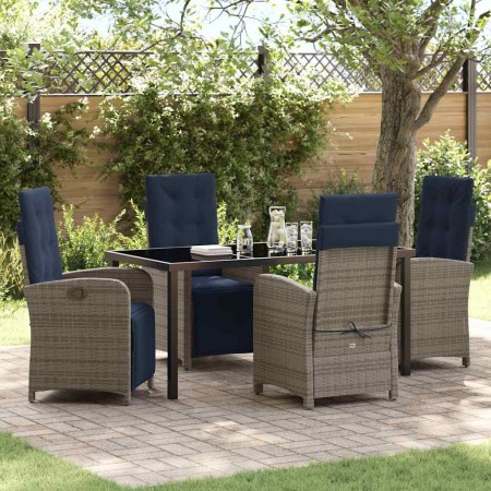 Conjunto de Comedor de Jardín 5 pcs Gris ratán sintético