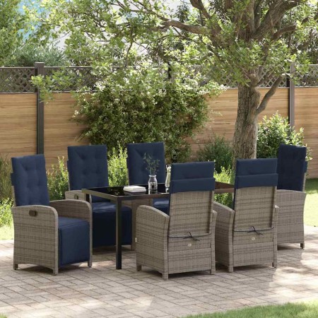 Conjunto de Comedor de Jardín 7 pcs Gris ratán sintético