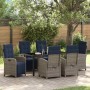 Conjunto de Comedor de Jardín 7 pcs Gris ratán sintético