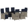 Conjunto de Comedor de Jardín 7 pcs Gris ratán sintético