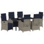 Conjunto de Comedor de Jardín 7 pcs Gris ratán sintético