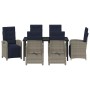 Conjunto de Comedor de Jardín 7 pcs Gris ratán sintético