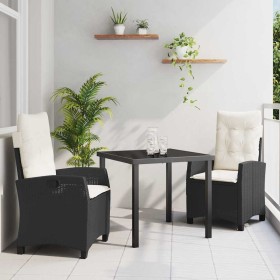 Conjunto de Comedor de Jardín 3 pcs Negro ratán sintético