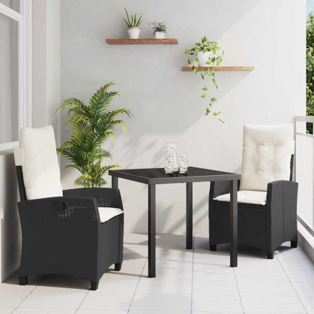 Conjunto de Comedor de Jardín 3 pcs Negro ratán sintético