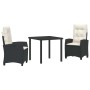 Conjunto de Comedor de Jardín 3 pcs Negro ratán sintético