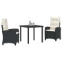 Conjunto de Comedor de Jardín 3 pcs Negro ratán sintético