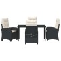 Conjunto de Comedor de Jardín 5 pcs Negro ratán sintético