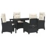 Conjunto de Comedor de Jardín 5 pcs Negro ratán sintético