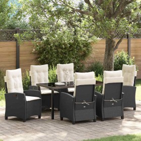 Conjunto de Comedor de Jardín 7 pcs Negro ratán sintético