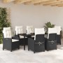 Conjunto de Comedor de Jardín 7 pcs Negro ratán sintético