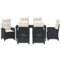 Conjunto de Comedor de Jardín 7 pcs Negro ratán sintético