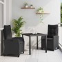 Conjunto de Comedor de Jardín 3 pcs Negro ratán sintético