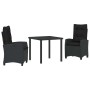 Conjunto de Comedor de Jardín 3 pcs Negro ratán sintético