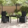 Conjunto de Comedor de Jardín 3 pcs Negro ratán sintético