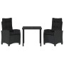 Conjunto de Comedor de Jardín 3 pcs Negro ratán sintético