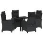 Conjunto de Comedor de Jardín 5 pcs Negro ratán sintético