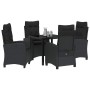 Conjunto de Comedor de Jardín 5 pcs Negro ratán sintético