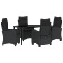 Conjunto de Comedor de Jardín 5 pcs Negro ratán sintético