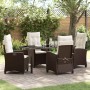 Conjunto de Comedor de Jardín 5 pcs Marrón ratán sintético