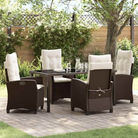 Conjunto de Comedor de Jardín 5 pcs Marrón ratán sintético
