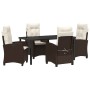 Conjunto de Comedor de Jardín 5 pcs Marrón ratán sintético