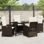 Conjunto de Comedor de Jardín 5 pcs Marrón ratán sintético