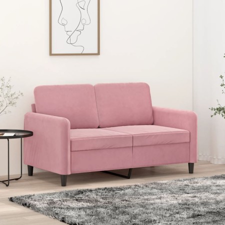 Sofá de 2 plazas terciopelo rosa 120 cm
