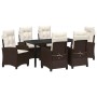 Conjunto de Comedor de Jardín 7 pcs Marrón ratán sintético