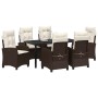 Conjunto de Comedor de Jardín 7 pcs Marrón ratán sintético