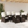 Conjunto de Comedor de Jardín 7 pcs Marrón ratán sintético