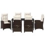Conjunto de Comedor de Jardín 7 pcs Marrón ratán sintético
